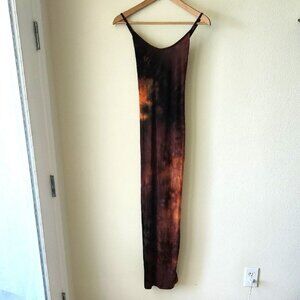SHEIN Black and Brown Tie-Dye Maxi Slip Sheath Cami Strap tank top Dress Sz S/M
